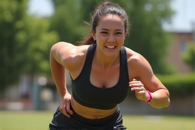 Person performing a high-intensity interval training exercise outdoors.